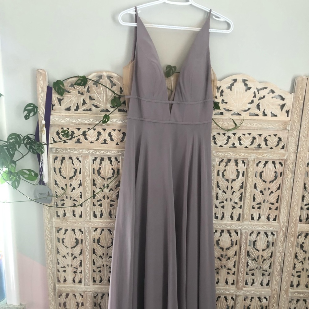 Jenny Yoo Hollis gown in opal grey